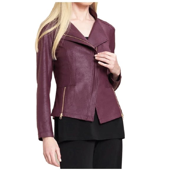 Clara Sun Woo | Jackets u0026 Coats | Clara Sun Woo Metallic Purple Liquid  Leather Moto Biker Jacket Size Large | Poshmark